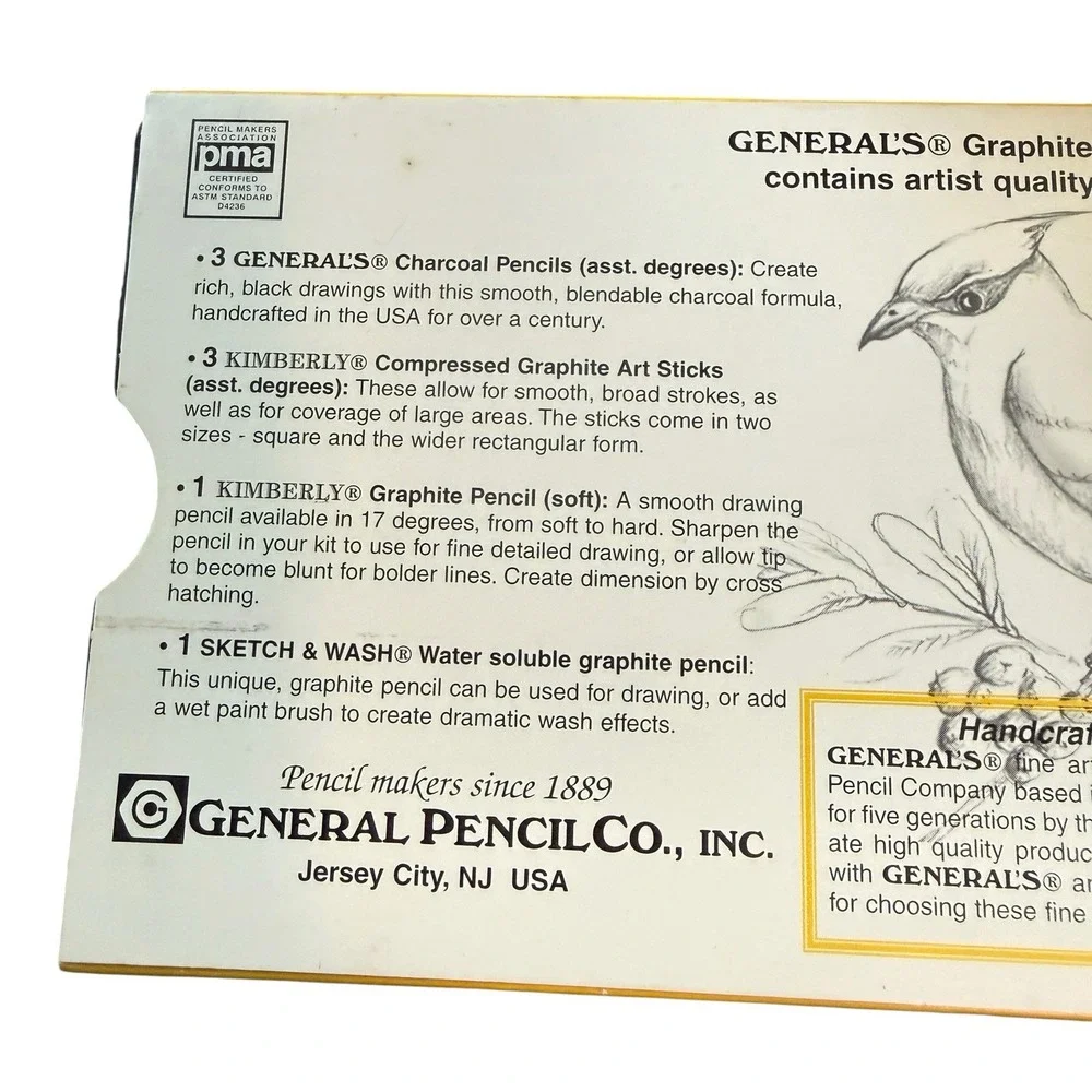 General Pencil Drawing Pencil Kit #10 - 13 Pieces Charcoal Graphite Vintage USA